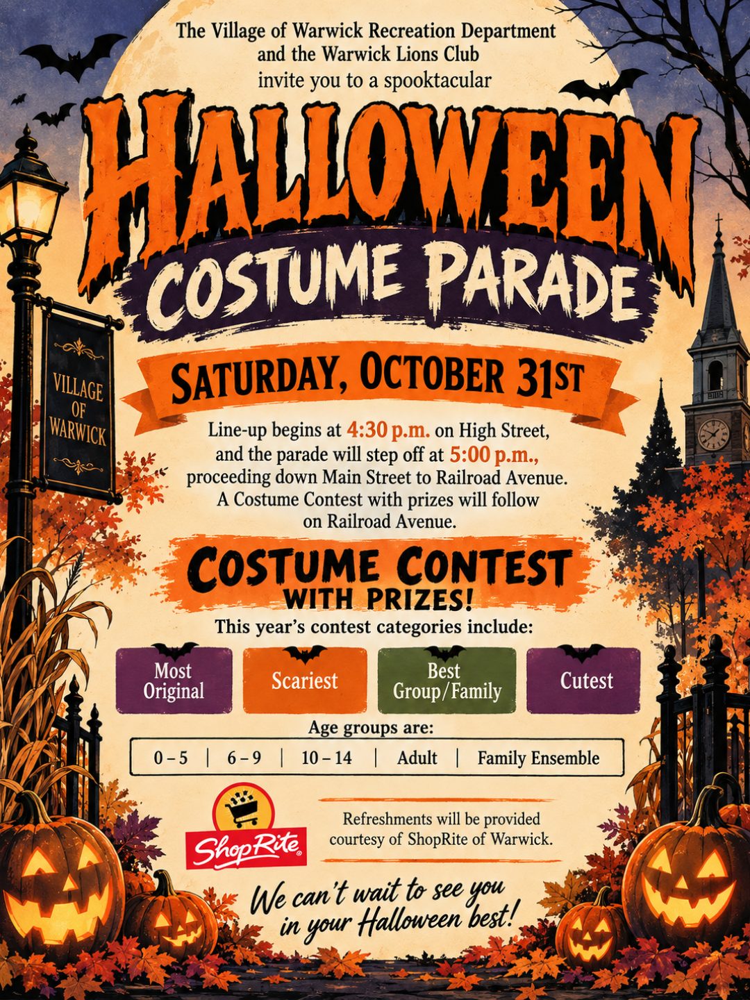 Village of Warwick on Halloween 2026